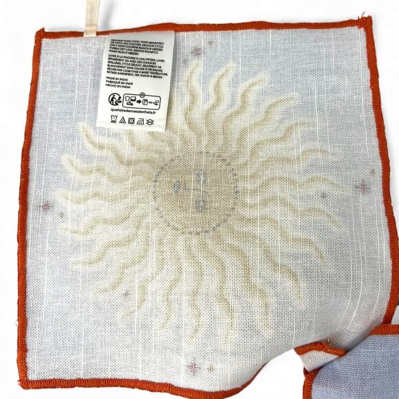 Anthropologie Turkuaz Kitchen square cotton napkin set four sun Summer Cocktail - Picture 4 of 4